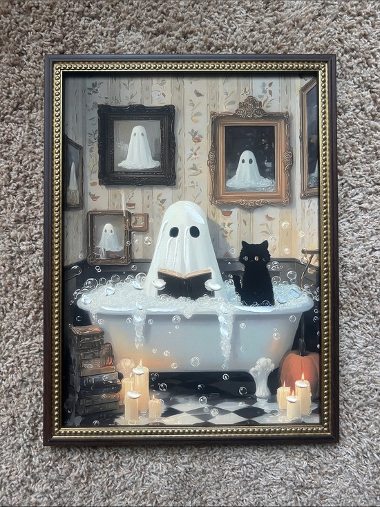 Aldi Other - Framed Wall Art - Ghost in Bathtub (White, Black)
